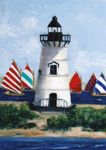 Brandt Point Lighthouse Black Ornate Wood Framed Art Print with Double Matting by Swatland, Sally