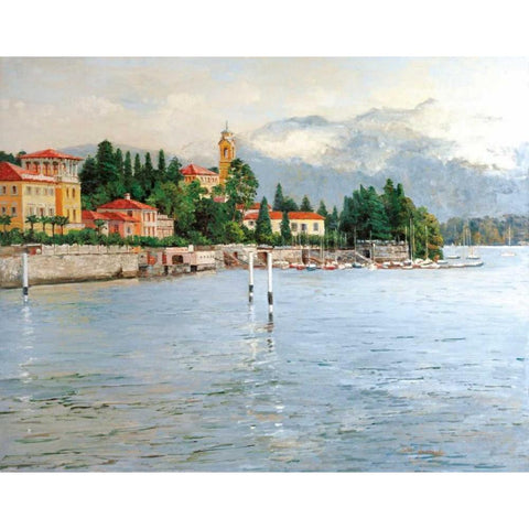 Lake Como White Modern Wood Framed Art Print by Swatland, Sally