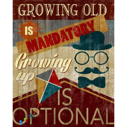 Growing up is Optional White Modern Wood Framed Art Print by Knutsen, Conrad