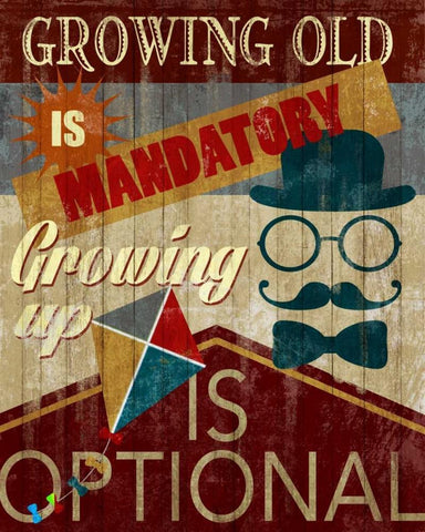Growing up is Optional Black Ornate Wood Framed Art Print with Double Matting by Knutsen, Conrad