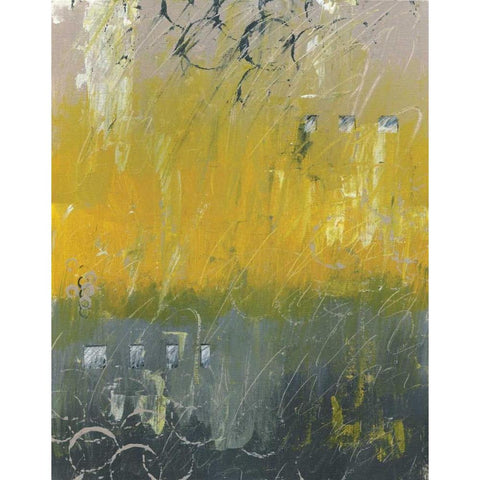 Yellow Abstract II Gold Ornate Wood Framed Art Print with Double Matting by Coopersmith, Justin