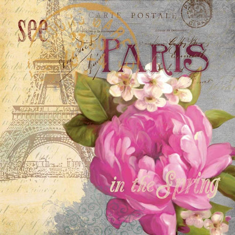 Paris in the Spring I Gold Ornate Wood Framed Art Print with Double Matting by Robinson, Carol