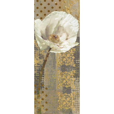 White Poppy Shimmer I Black Modern Wood Framed Art Print with Double Matting by Nan