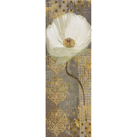 White Poppy Shimmer II-Resized Gold Ornate Wood Framed Art Print with Double Matting by Nan