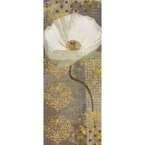 White Poppy Shimmer II Black Modern Wood Framed Art Print with Double Matting by Nan