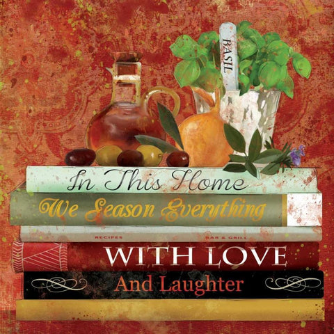 Cookbooks I White Modern Wood Framed Art Print with Double Matting by Robinson, Carol