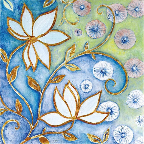 Garden Fantasy I Gold Ornate Wood Framed Art Print with Double Matting by Tava Studios