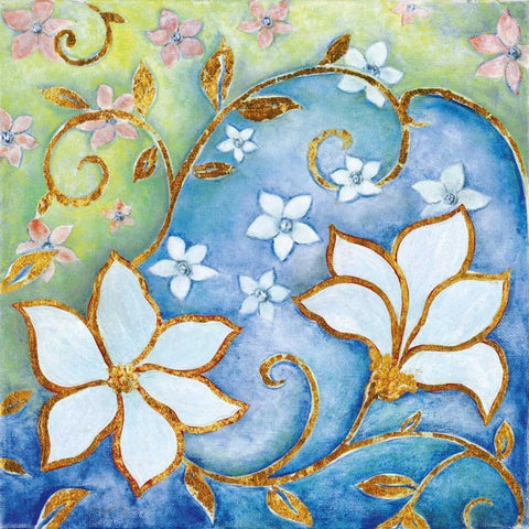 Garden Fantasy II Gold Ornate Wood Framed Art Print with Double Matting by Tava Studios