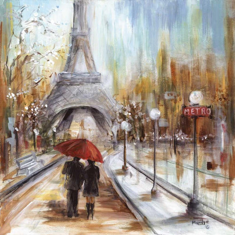 Romantic Paris White Modern Wood Framed Art Print by Dunlap, Marilyn