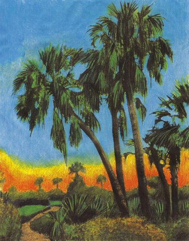 Tropical Sunset I White Modern Wood Framed Art Print with Double Matting by Pattinian, Merri