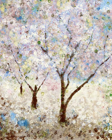 Cherry Blossoms II White Modern Wood Framed Art Print with Double Matting by Craven, Katrina