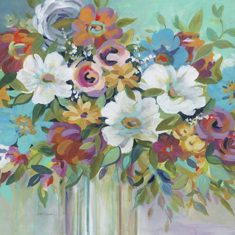 Confetti Bouquet I White Modern Wood Framed Art Print with Double Matting by Robinson, Carol