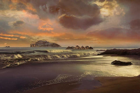 Catalina Dusk Black Ornate Wood Framed Art Print with Double Matting by Calascibetta, Mike