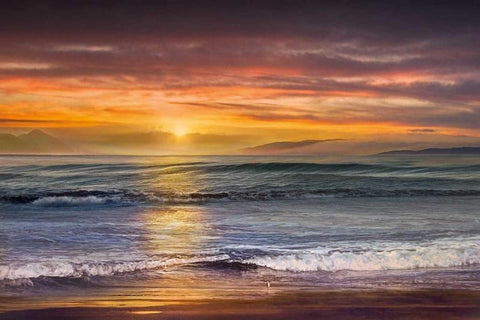 Sundown White Modern Wood Framed Art Print with Double Matting by Calascibetta, Mike