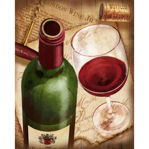 Merlot Wine White Modern Wood Framed Art Print by Knutsen, Conrad