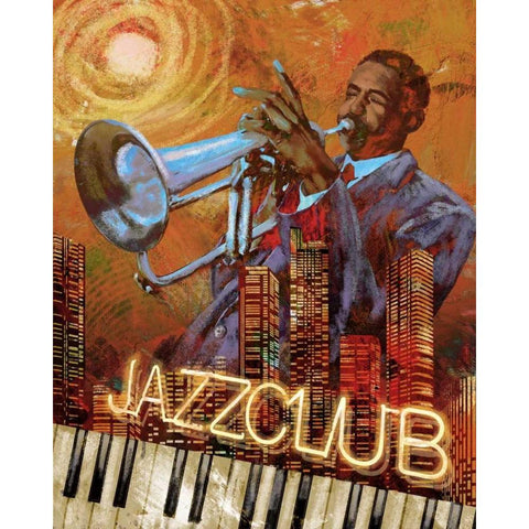 Jazz Club White Modern Wood Framed Art Print by Knutsen, Conrad