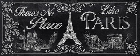 No Place Like Paris White Modern Wood Framed Art Print with Double Matting by Knutsen, Conrad