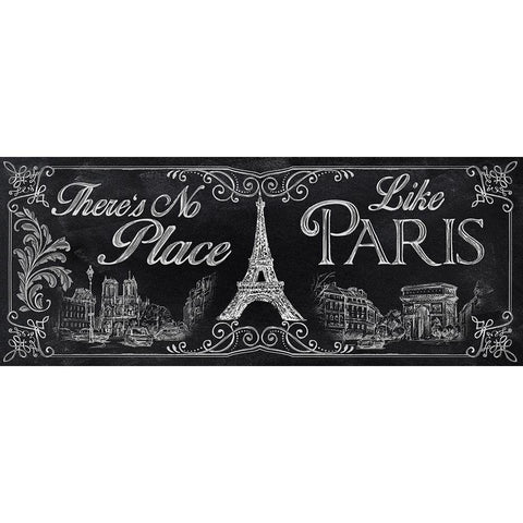 No Place Like Paris Black Modern Wood Framed Art Print with Double Matting by Knutsen, Conrad