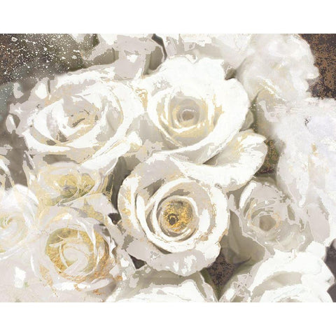 Gilded Roses II Black Modern Wood Framed Art Print with Double Matting by Nan