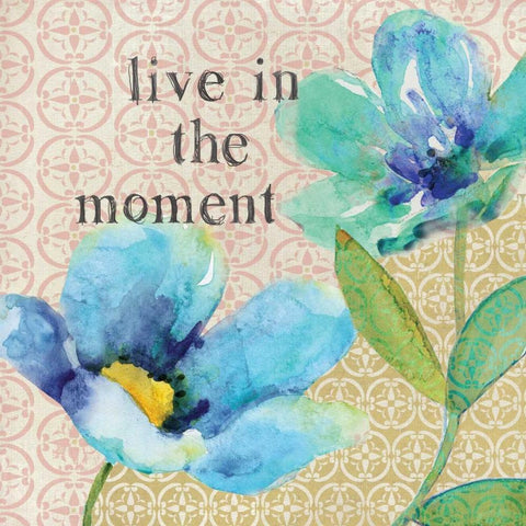 Live In The Moment Black Modern Wood Framed Art Print with Double Matting by Robinson, Carol