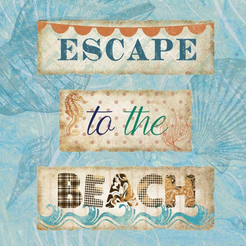 Escape to the Beach White Modern Wood Framed Art Print by Nan