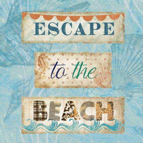 Escape to the Beach Black Ornate Wood Framed Art Print with Double Matting by Nan
