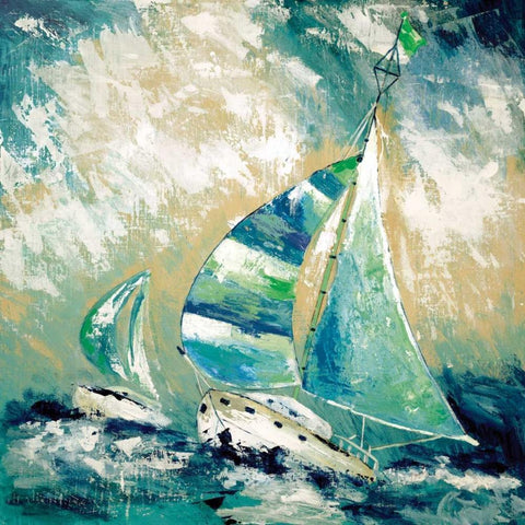 Race To Mackinac White Modern Wood Framed Art Print with Double Matting by Tava Studios