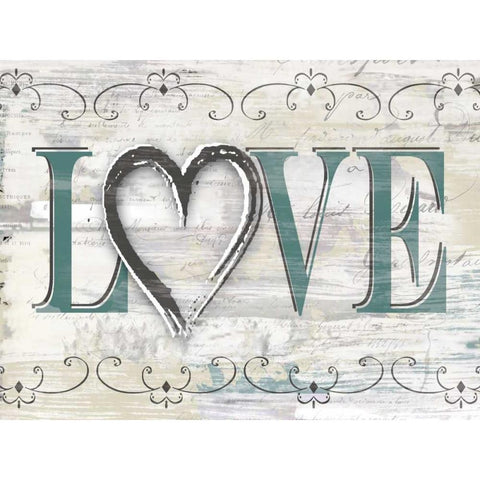 Shabby Chic Love Black Modern Wood Framed Art Print by Donovan, Kelly