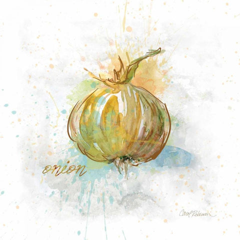 Veggie Onion White Modern Wood Framed Art Print by Robinson, Carol