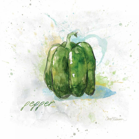 Veggie Pepper White Modern Wood Framed Art Print by Robinson, Carol