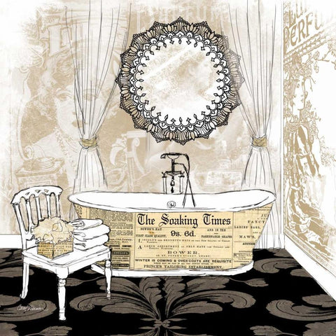 Soaking Times White Modern Wood Framed Art Print with Double Matting by Robinson, Carol