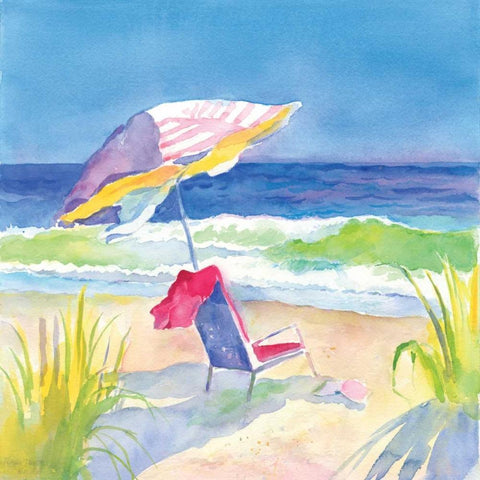 Beach Bliss I Gold Ornate Wood Framed Art Print with Double Matting by Troise Heidel, Theresa