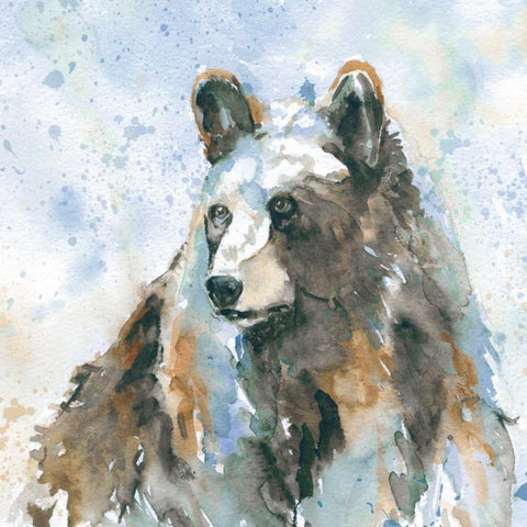 Black Bear On Blue White Modern Wood Framed Art Print by Robinson, Carol