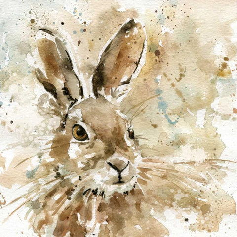 Hare In Spring White Modern Wood Framed Art Print by Robinson, Carol