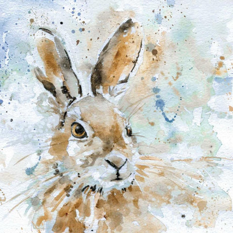 Hare White Modern Wood Framed Art Print with Double Matting by Robinson, Carol