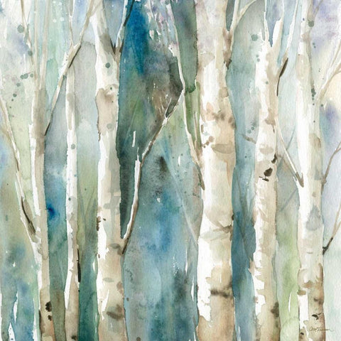 River Birch I White Modern Wood Framed Art Print with Double Matting by Robinson, Carol