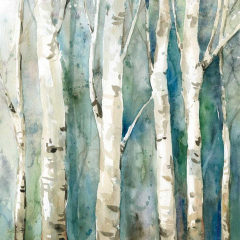 River Birch II White Modern Wood Framed Art Print with Double Matting by Robinson, Carol