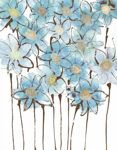 Soft Forget Me Nots Black Ornate Wood Framed Art Print with Double Matting by Jill, Susan