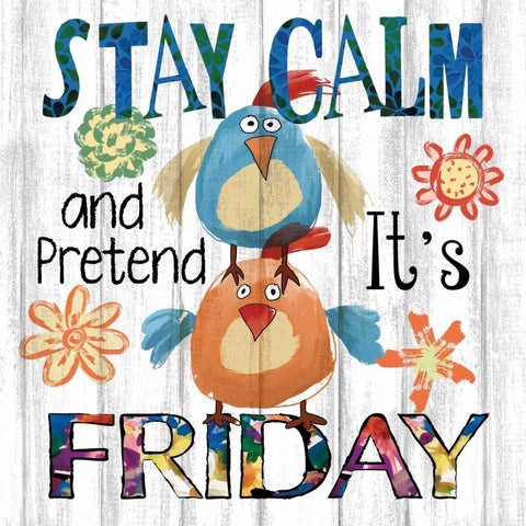 Stay Calm White Modern Wood Framed Art Print with Double Matting by Knutsen, Conrad