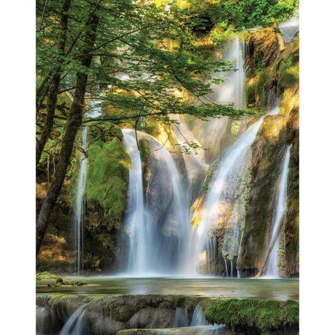 La Cascade Gold Ornate Wood Framed Art Print with Double Matting by Van de Goor, Lars