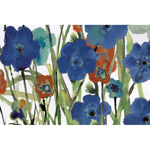 Picking Flowers Black Modern Wood Framed Art Print by Jill, Susan