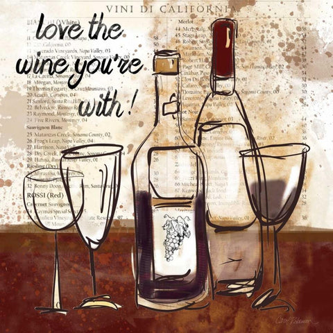 Love the Wine White Modern Wood Framed Art Print with Double Matting by Robinson, Carol