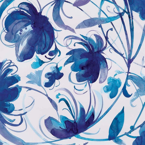 Indigo Swirl I Gold Ornate Wood Framed Art Print with Double Matting by Troise Heidel, Theresa