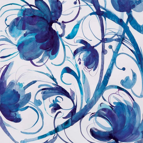 Indigo Swirl III Gold Ornate Wood Framed Art Print with Double Matting by Troise Heidel, Theresa