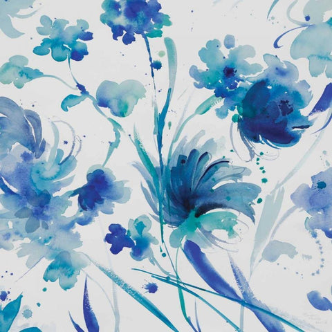 Whimsical Blues I White Modern Wood Framed Art Print by Troise Heidel, Theresa