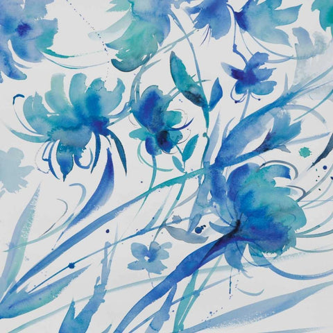 Whimsical Blues II Black Modern Wood Framed Art Print by Troise Heidel, Theresa