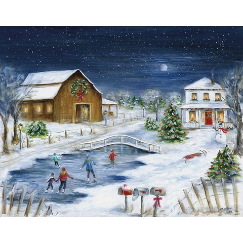 Winter Wonderland Gold Ornate Wood Framed Art Print with Double Matting by Dunlap, Marilyn