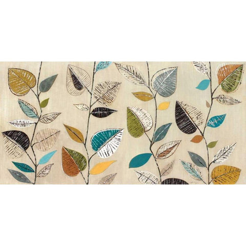 Dancing Leaves III Gold Ornate Wood Framed Art Print with Double Matting by Tava Studios