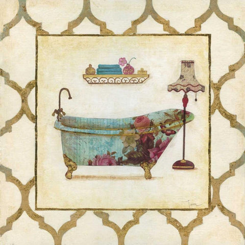Botanical Bath I Gold Ornate Wood Framed Art Print with Double Matting by Tava Studios