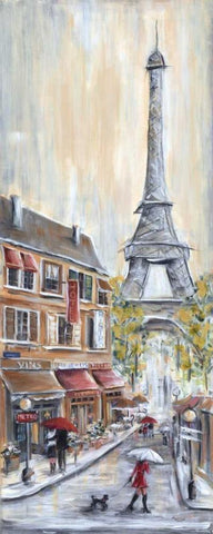 Paris Poodle White Modern Wood Framed Art Print with Double Matting by Dunlap, Marilyn